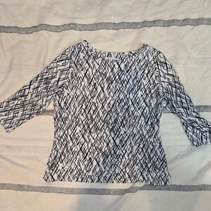 Women's Blouse black & white Emily Daniels Petite Medium Y2K  Raised texture
